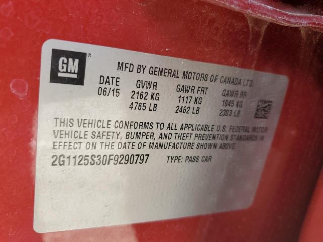 2G1125S30F9290797 - 2015 CHEVROLET IMPALA LT RED photo 12