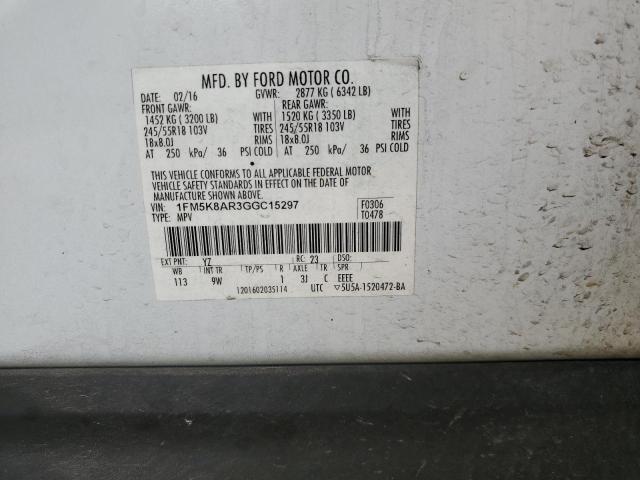 1FM5K8AR3GGC15297 - 2016 FORD EXPLORER POLICE INTERCEPTOR Ağ foto 13