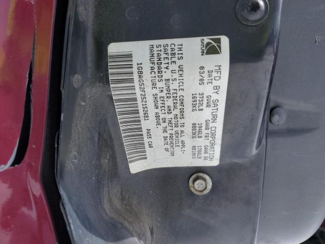 1G8AG52F25Z152681 - 2005 SATURN ION LEVEL 1 RED photo 12