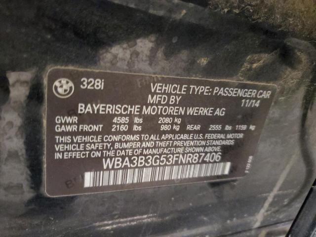 WBA3B3G53FNR87406 - 2015 BMW 328 XI BLACK photo 12