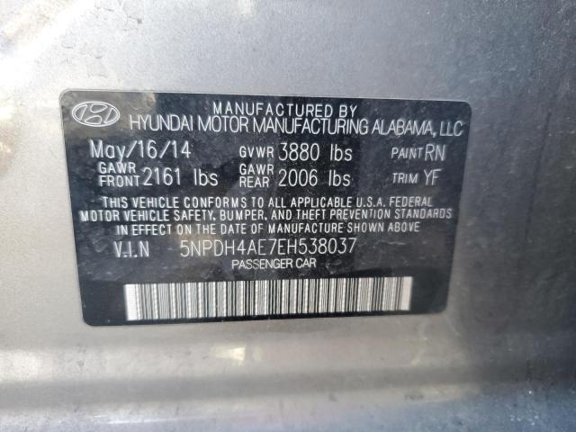 5NPDH4AE7EH538037 - 2014 HYUNDAI ELANTRA SE GRAY photo 12