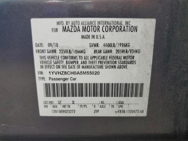 1YVHZ8CH0A5M55020 - 2010 MAZDA 6 I GRAY photo 12