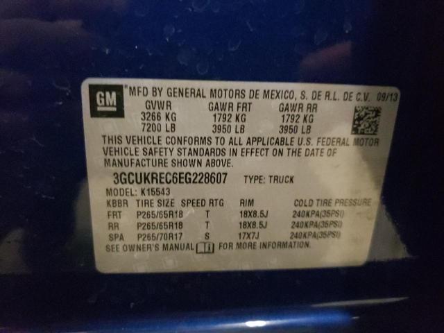 3GCUKREC6EG228607 - 2014 CHEVROLET 1500 K1500 LT BLUE photo 12