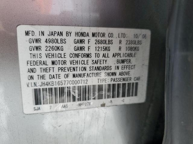 JH4KB16577C000712 - 2007 ACURA RL SILVER photo 12