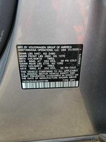 1V23C2CA3LC223185 - 2020 VOLKSWAGEN ATLAS CROS SE SILVER photo 13