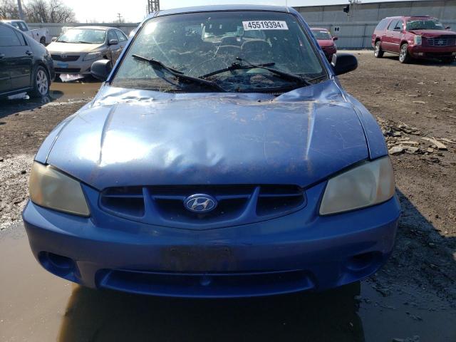 KMHCG35C32U166047 - 2002 HYUNDAI ACCENT GS BLUE photo 5