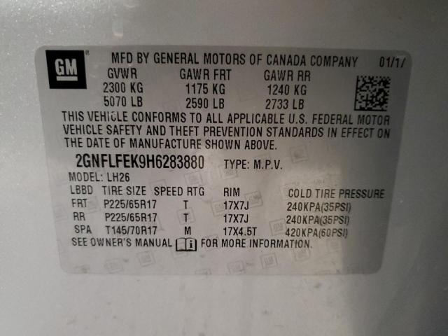 2GNFLFEK9H6283880 - 2017 CHEVROLET EQUINOX LT SILVER photo 12