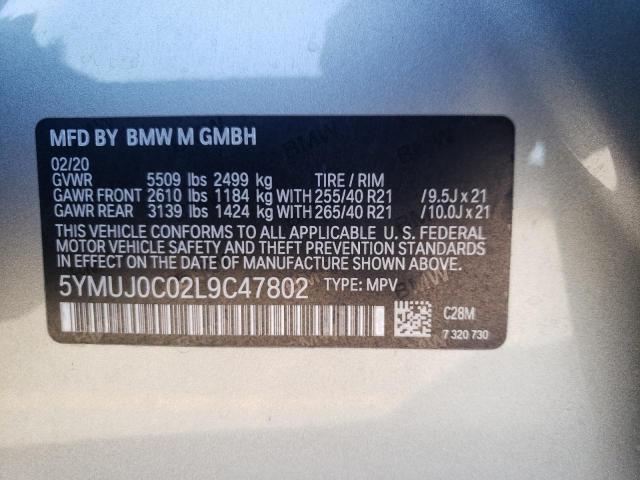 5YMUJ0C02L9C47802 - 2020 BMW X4 M COMPETITION SILVER photo 13