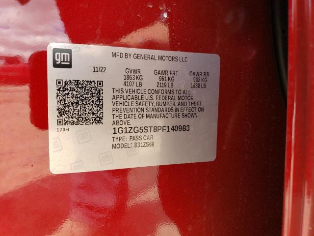 1G1ZG5ST8PF140983 - 2023 CHEVROLET MALIBU RS RED photo 12