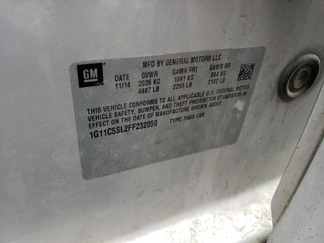 1G11C5SL2FF232050 - 2015 CHEVROLET MALIBU 1LT SILVER photo 12