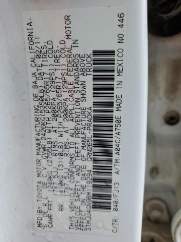 3TMJU4GN9BM119294 - 2011 TOYOTA TACOMA DOUBLE CAB PRERUNNER WHITE photo 13