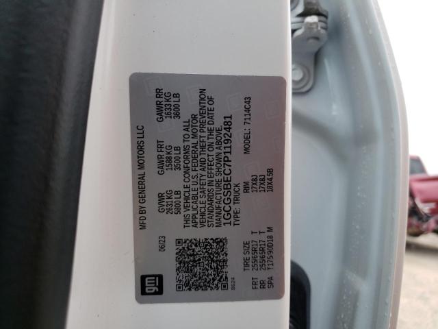 1GCGSBEC7P1192481 - 2023 CHEVROLET COLORADO WHITE photo 12