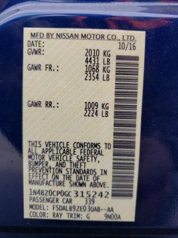 1N4BZ0CP0GC315242 - 2016 NISSAN LEAF SV BLUE photo 13