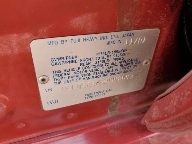 JF1SF65682H748643 - 2002 SUBARU FORESTER S RED photo 14