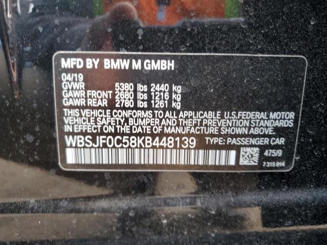 WBSJF0C58KB448139 - 2019 BMW M5 BLACK photo 12