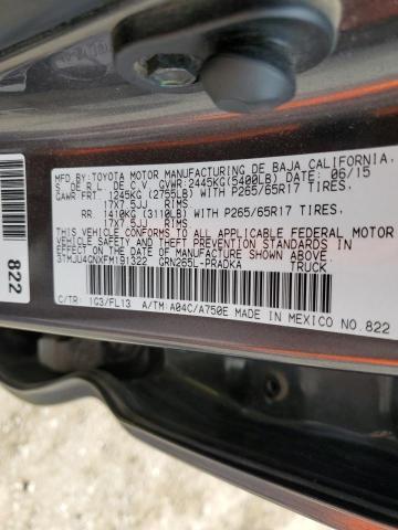 3TMJU4GNXFM191322 - 2015 TOYOTA TACOMA DOUBLE CAB PRERUNNER GRAY photo 12
