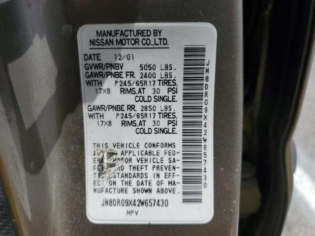 JN8DR09X42W657430 - 2002 NISSAN PATHFINDER LE 金色 照片 13