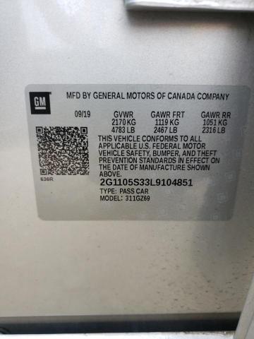 2G1105S33L9104851 - 2020 CHEVROLET IMPALA PREMIER SILVER photo 12