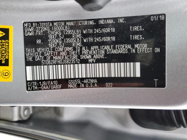 5TDBZRFH0JS823512 - 2018 TOYOTA HIGHLANDER LE SILVER photo 14