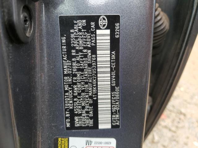 4T1BK46K27U539768 - 2007 TOYOTA CAMRY LE GRAY photo 13