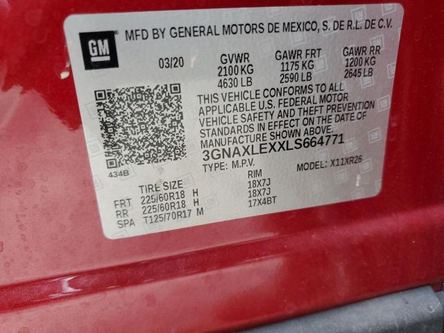 3GNAXLEXXLS664771 - 2020 CHEVROLET EQUINOX LT RED photo 13