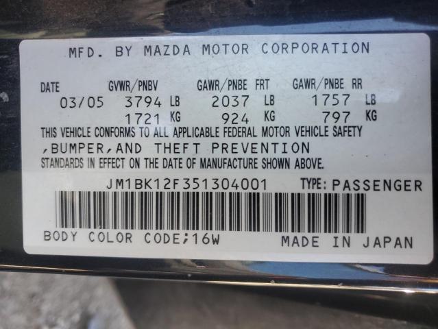 JM1BK12F351304001 - 2005 MAZDA 3 I BLACK photo 13