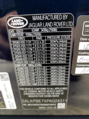 SALKPBE7XPA024311 - 2023 LAND ROVER RANGE ROVE SE BLACK photo 12