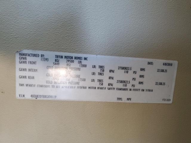 4UZAB2DT8BCAT4119 - 2011 FREIGHTLINER CHASSIS XC ორფეროვანი ფოტო 10