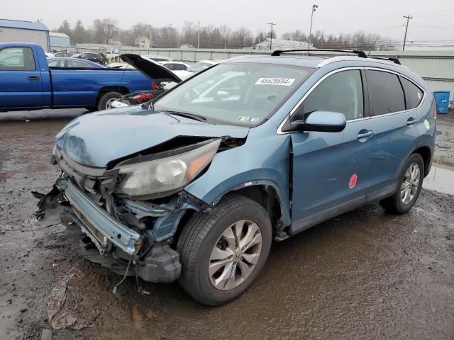 2HKRM4H77EH645727 - 2014 HONDA CR-V EXL TEAL photo 1