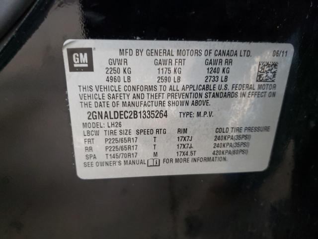 2GNALDEC2B1335264 - 2011 CHEVROLET EQUINOX LT BLACK photo 12