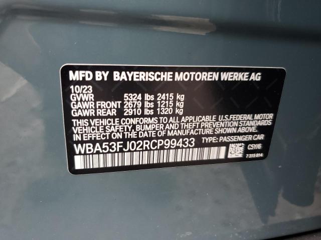 WBA53FJ02RCP99433 - 2024 BMW 530 XI BLUE photo 13