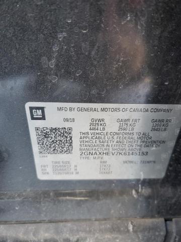 2GNAXHEV7K6145153 - 2019 CHEVROLET EQUINOX LS ნაცრისფერი ფოტო 12