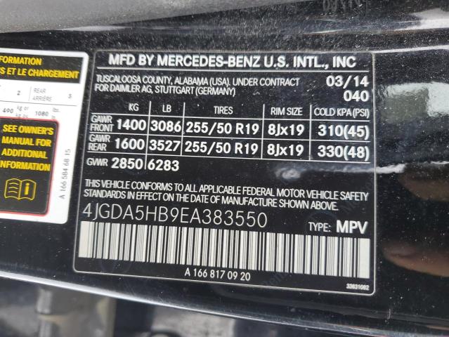 4JGDA5HB9EA383550 - 2014 MERCEDES-BENZ ML 350 4MATIC BLACK photo 13