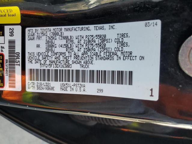 5TFGY5F13EX163003 - 2014 TOYOTA TUNDRA CREWMAX PLATINUM 黑色 照片 12