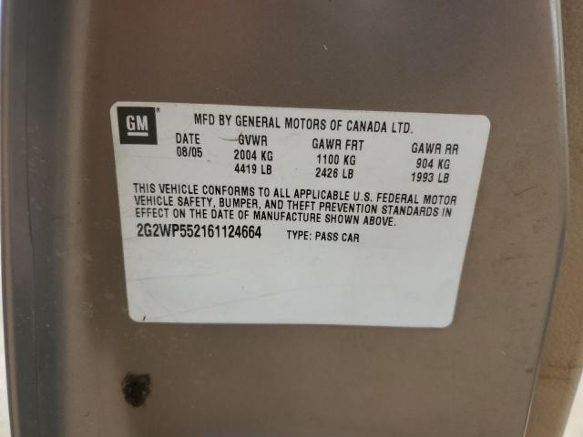 2G2WP552161124664 - 2006 PONTIAC GRAND PRIX 金色 照片 13