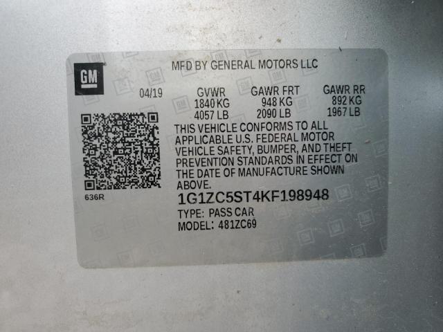 1G1ZC5ST4KF198948 - 2019 CHEVROLET MALIBU LS Gümüş foto 13