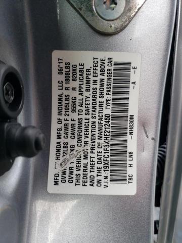 19XFC1F3XHE212450 - 2017 HONDA CIVIC EX SILVER photo 13