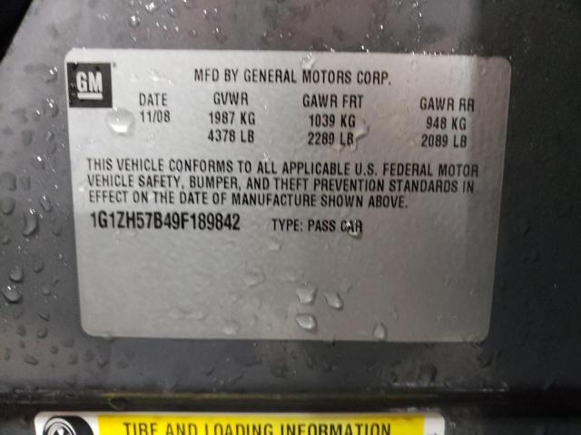 1G1ZH57B49F189842 - 2009 CHEVROLET MALIBU 1LT GRAY photo 12