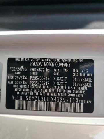 5XYZU3LB0HG397113 - 2017 HYUNDAI SANTA FE S WHITE photo 14