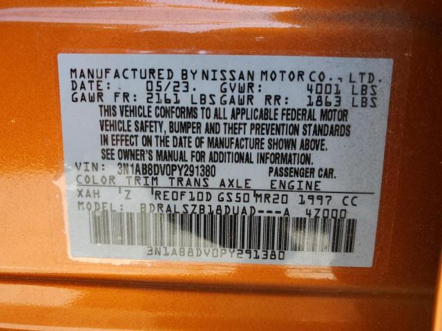 3N1AB8DV0PY291380 - 2023 NISSAN SENTRA SR ORANGE photo 12