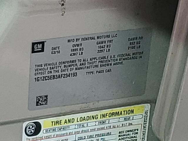 1G1ZC5EB3AF234193 - 2010 CHEVROLET MALIBU 1LT Brązowy zdjęcie 12