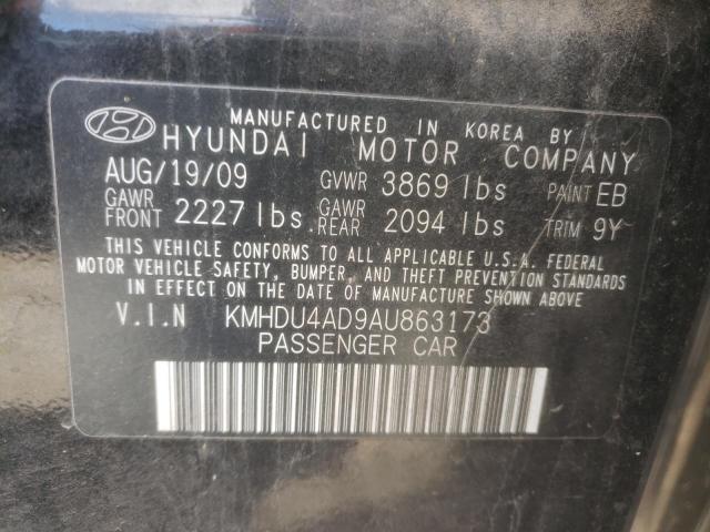 KMHDU4AD9AU863173 - 2010 HYUNDAI ELANTRA BLUE BLACK photo 13