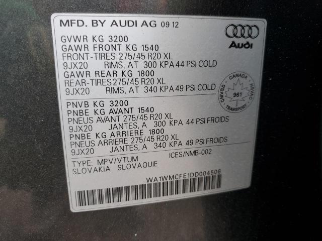 WA1WMCFE1DD004506 - 2013 AUDI Q7 PRESTIGE ნაცრისფერი ფოტო 13