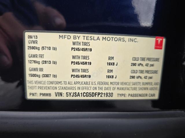 5YJSA1CG5DFP21930 - 2013 TESLA MODEL S Կապույտ լուսանկար 10