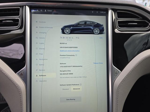 5YJSA1CG5DFP21930 - 2013 TESLA MODEL S Կապույտ լուսանկար 8