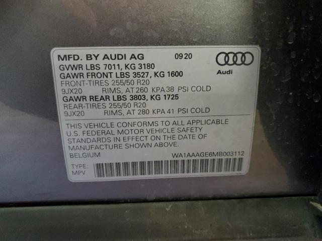 WA1AAAGE6MB003112 - 2021 AUDI E-TRON PREMIUM GRAY photo 12