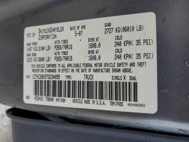 1Z7HC28K97S234099 - 2007 MITSUBISHI RAIDER LS GRAY photo 13