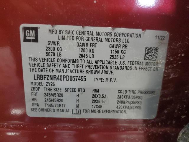 LRBFZNR40PD057495 - 2023 BUICK ENVISION ESSENCE ბურგუნდია ფოტო 13