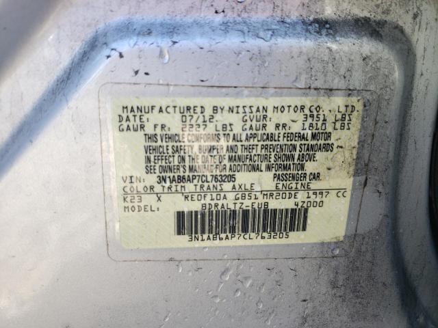 3N1AB6AP7CL763205 - 2012 NISSAN SENTRA 2.0 SILVER photo 12