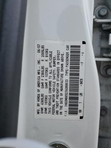 1HGCM66527A089633 - 2007 HONDA ACCORD EX WHITE photo 12